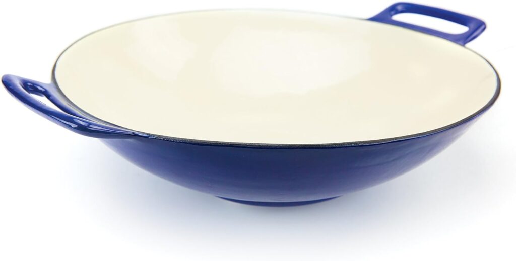 Broil King 69710 Cast Iron Wok, 14, Blue and Ivory