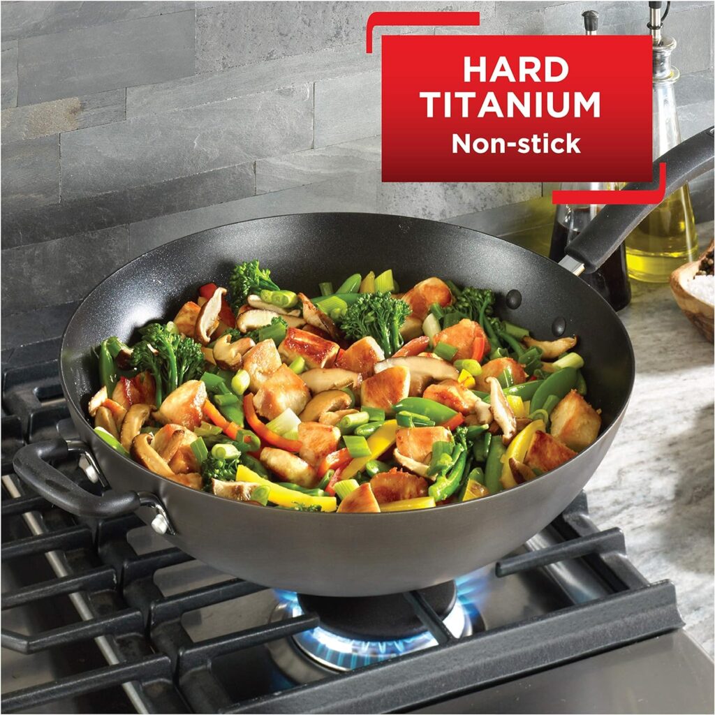 T-fal Specialty Nonstick Woks  Stir-Fry Pan 14 Inch Oven Safe 350F Cookware, Pots and Pans, Dishwasher Safe Black