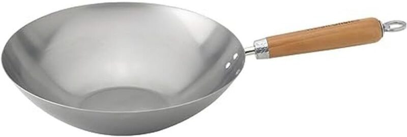 Helens Asian Kitchen Helen Chens Asian Kitchen Flat Bottom Wok, Carbon Steel with Lid and Stir Fry Spatula, Recipes Included, 13.5-inch, 4 Piece Set, 13.5 Inch, Silver/Gray/Natural
