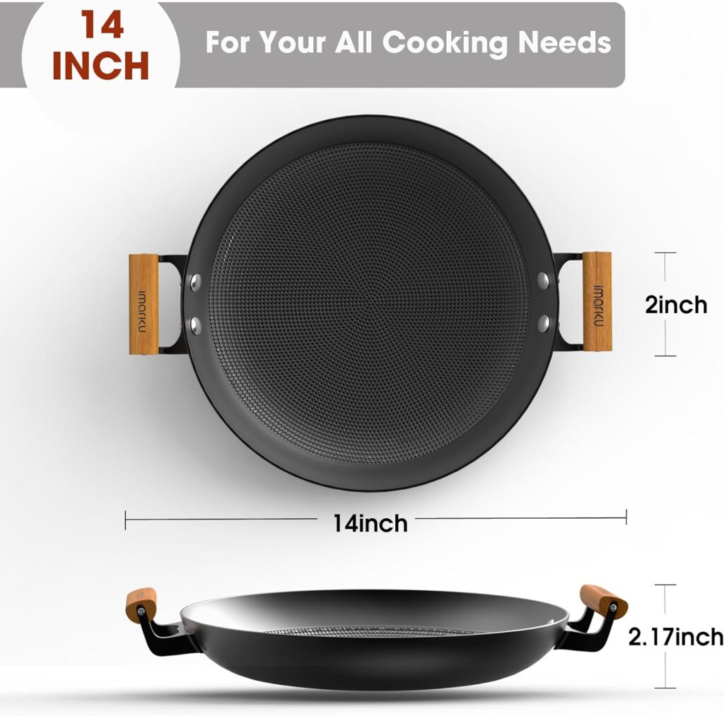imarku NonStick Wok Pan, 12.6 inch Woks  Stir-Fry Pans Nonstick, Cast Iron Wok with Detachable Handle, Easy Clean Nonstick Frying Pan, Compatible with All Cooktops, Best Valentines Day Gifts for Him