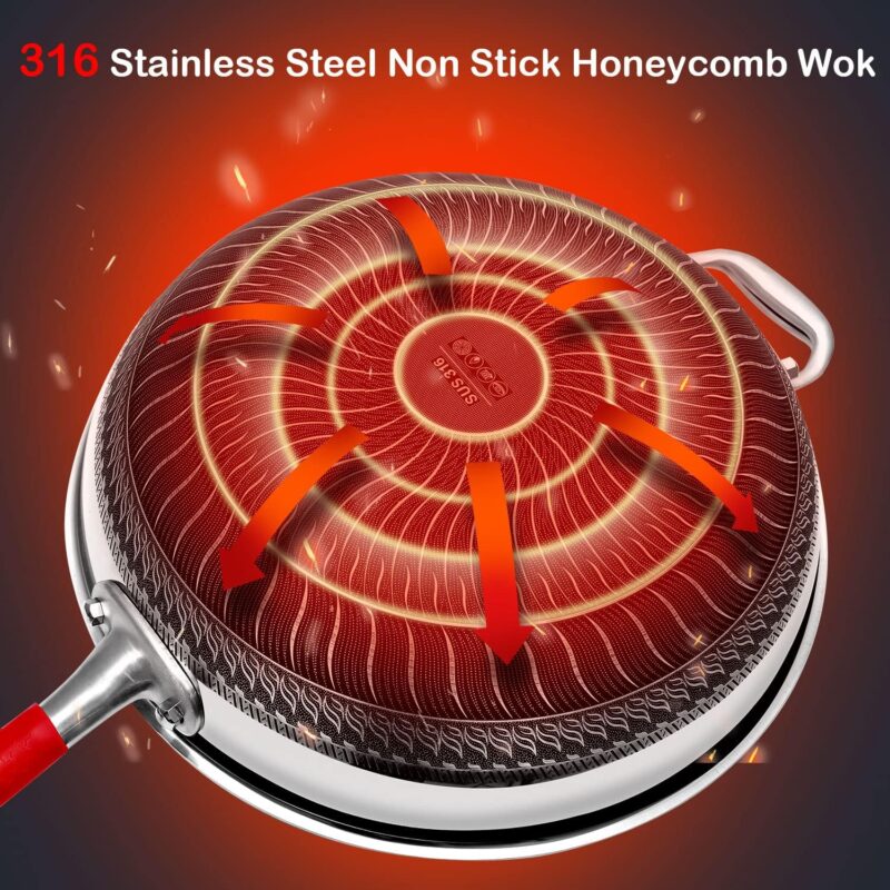 MEGOO 12.6 inch stainless steel nonstick wok pan review