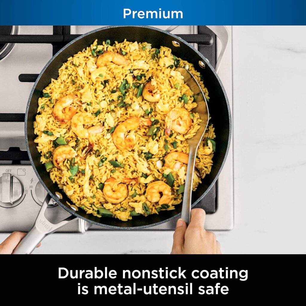 Ninja C30928 Foodi NeverStick Premium 11-Inch Wok, Hard-Anodized, Nonstick, Durable  Oven Safe to 500°F, Slate Grey