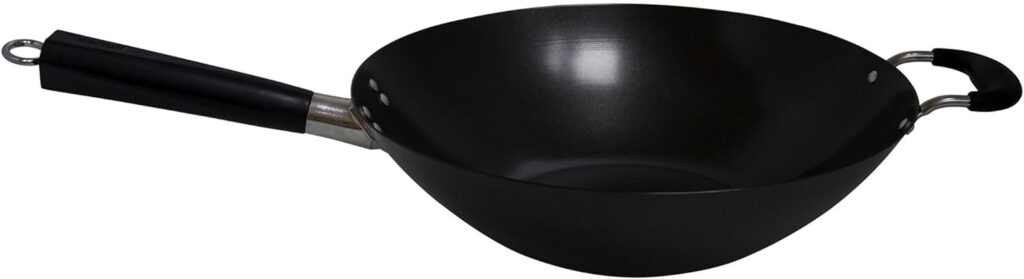IMUSA USA 14 Traditional Nonstick Coated Wok with Triangle Helper Handle