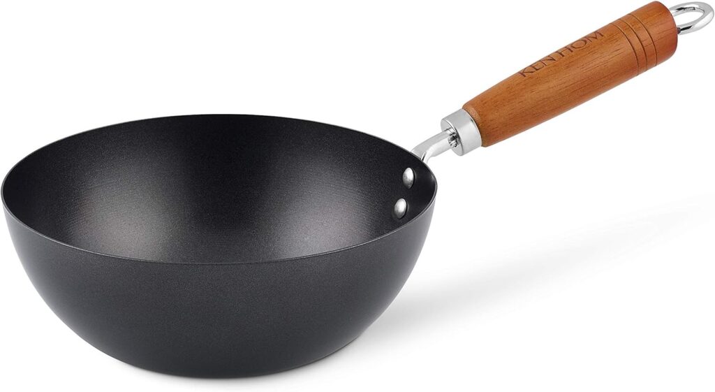Ken Hom Classic Non-Stick Carbon Steel Mini Wok - Lightweight Carbon Steel Mini Wok - Non-Stick Stir Fry Pan  Wok - Hand Wash Only - 8 inches