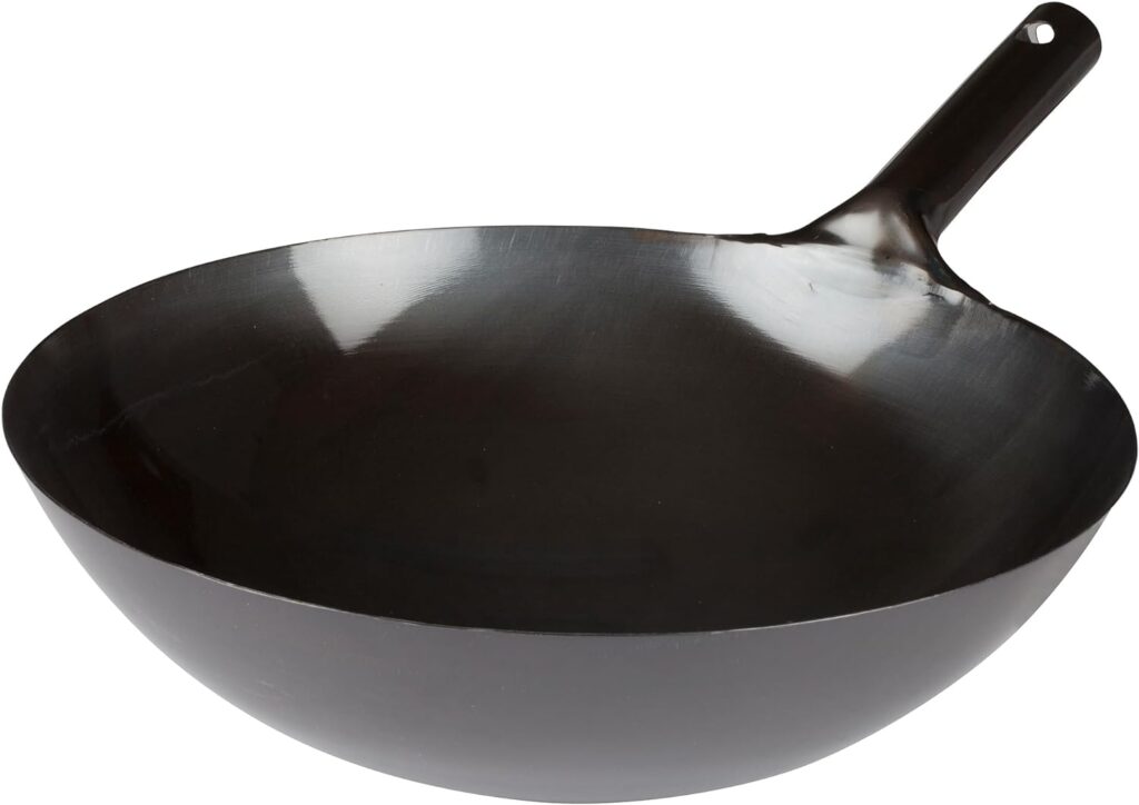 Winco Chinese Wok with Integral Handle, 14-Inch, Black