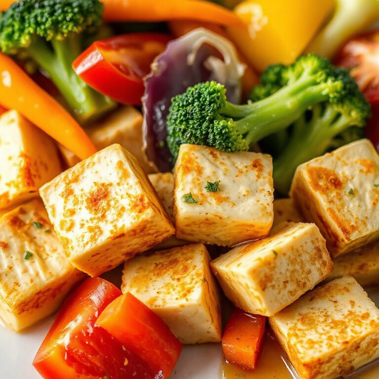 Savor the Crunch: Perfectly Crispy Tofu with Colorful Vegetables