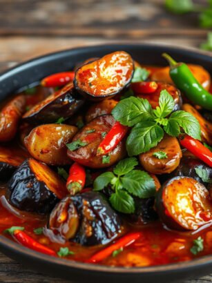 Sizzling Spicy Eggplant in Garlic Sauce: A Flavorful Delight for Adventurous Palates