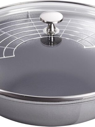 Staub Cast Iron Perfect Pan, Wok, Dutch Oven, 4.5-quart, serves 4-5, Made in France, Graphite Gray, Made in France review
