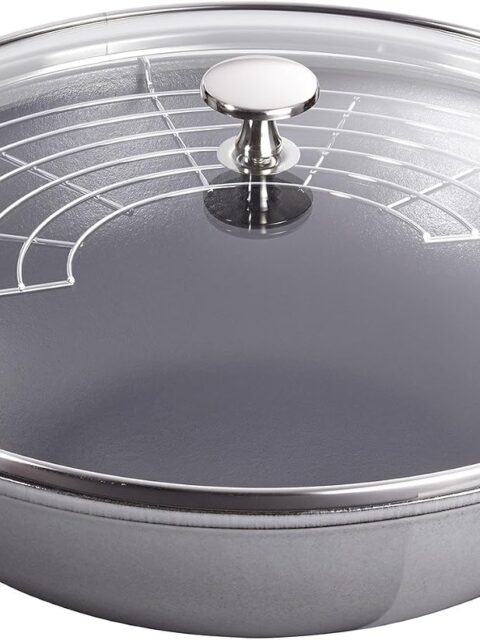 Staub Cast Iron Perfect Pan, Wok, Dutch Oven, 4.5-quart, serves 4-5, Made in France, Graphite Gray, Made in France review