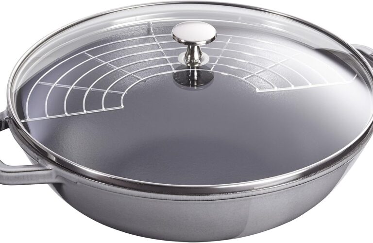 Staub Cast Iron Perfect Pan, Wok, Dutch Oven, 4.5-quart, serves 4-5, Made in France, Graphite Gray, Made in France review